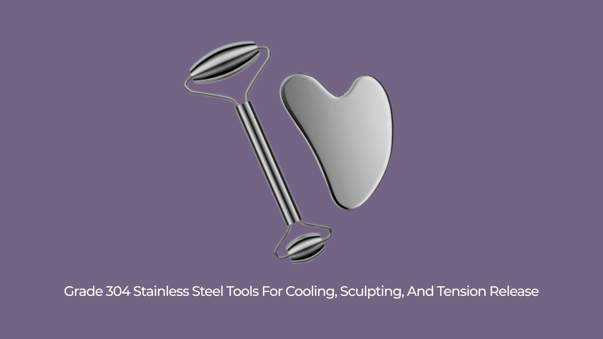 304 Grade Stainless Steel Face Roller and Gua Sha Set.